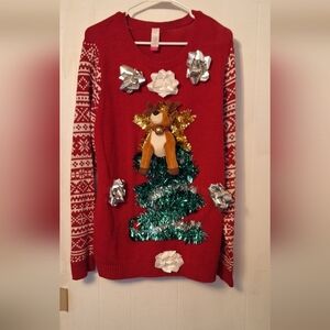 No Boundaries Christmas Ugly Sweater size 3X Holidays Reindeer